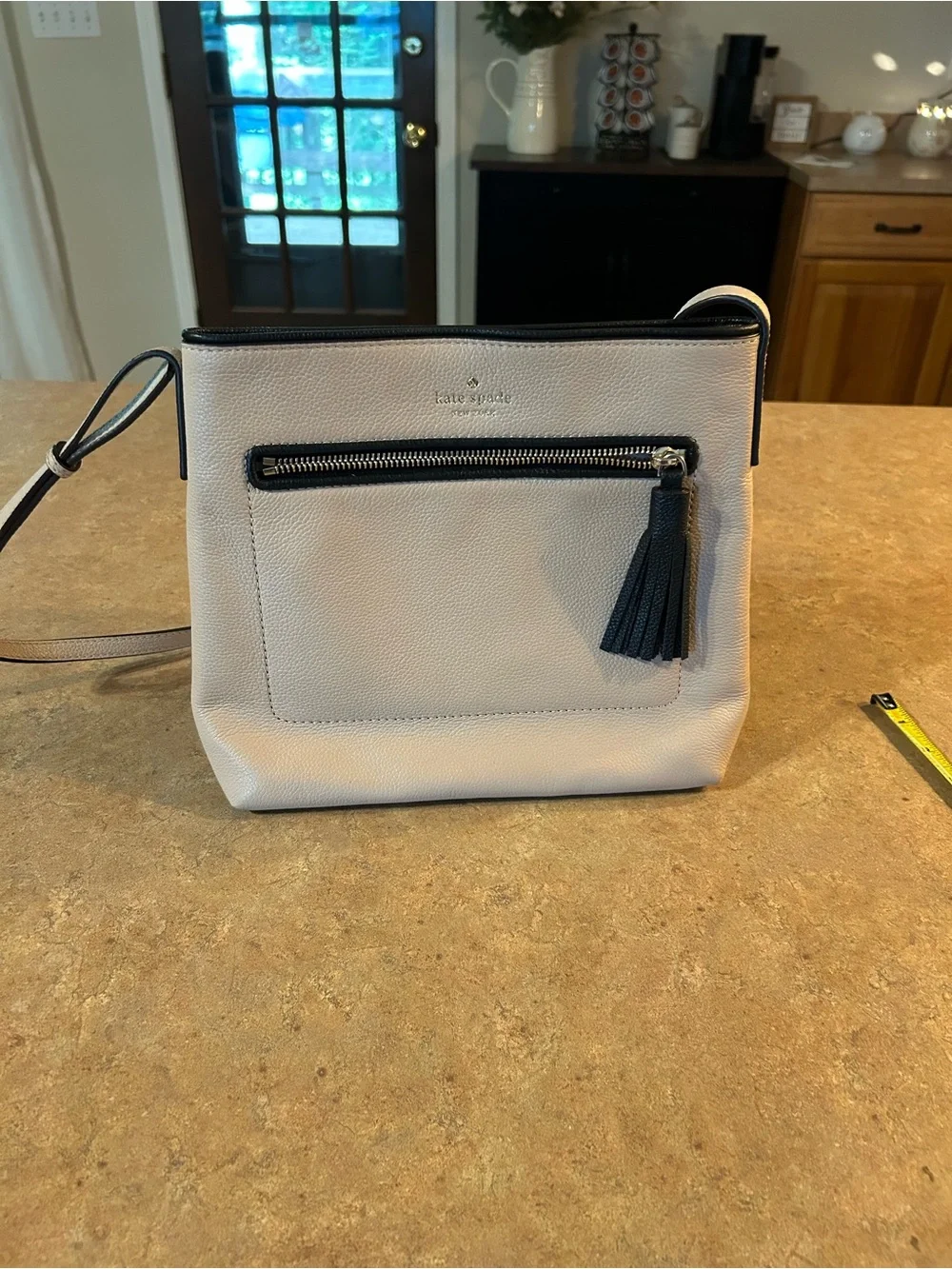 kate spade Blush Crossbody with Black Trim and Tassel